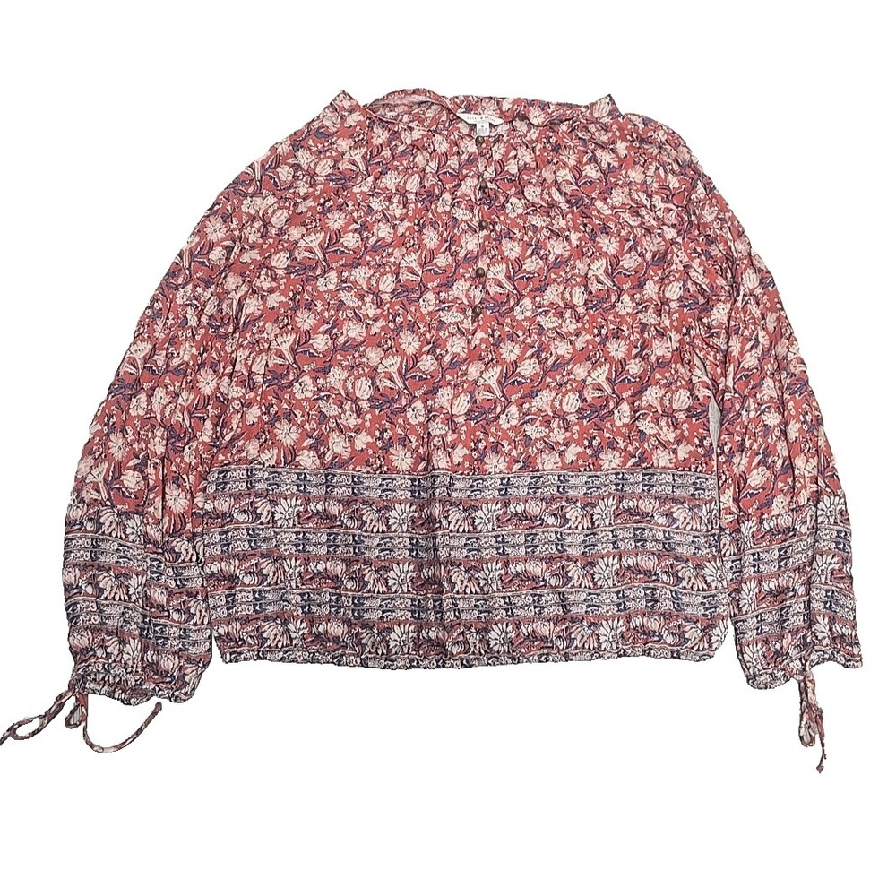 Lucky Brand‎ Women's Long Sleeve Floral Top  Med Boho Artsy Lightweight